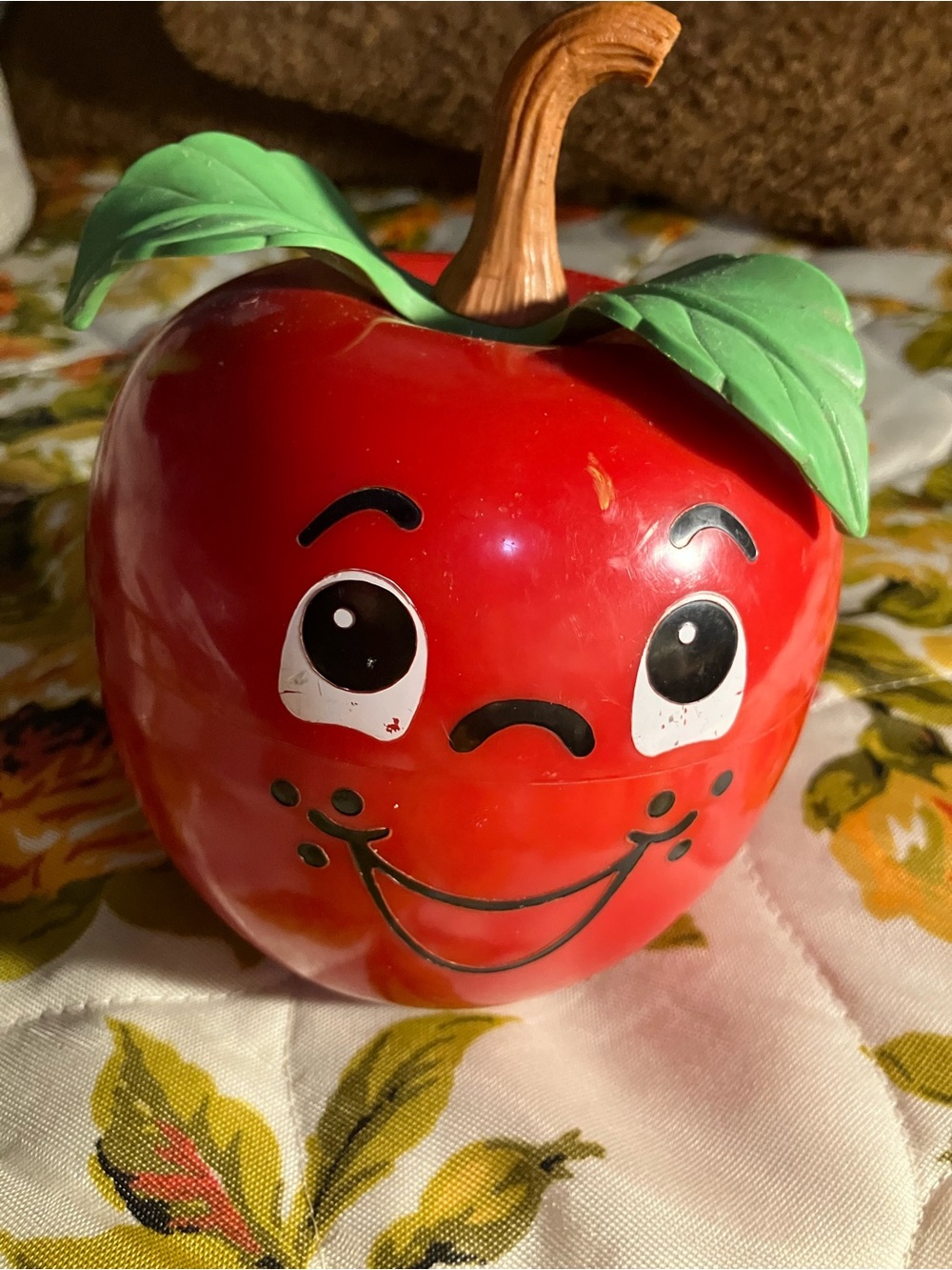 Vintage Fisher Price Red Happy Apple 1972 USA Works Great Clean Long Stem